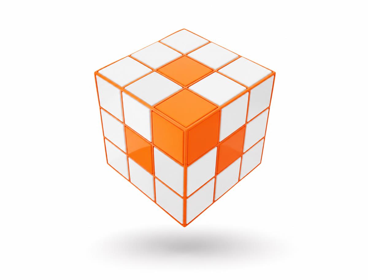 مكعب ثلاثي الأبعاد يمثل تصميم المواقع و WebGL